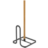 Suporte Para Papel Toalha De Aço Carbono Preto e Madeira Porta Rolo De Papel Toalha De Mesa Yoi
